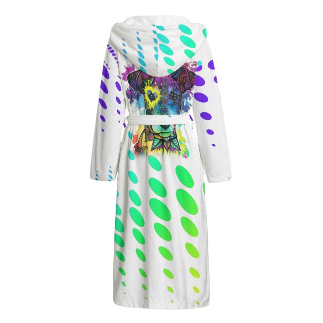 Preview: Bunter Bademantel Chiquito aus Flanell – flauschig & farbenfroh, Größen S–2XL